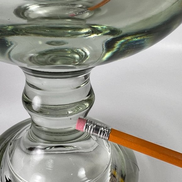 Hand Blown Footed Stemmed Glass Goblet Vase Green Hue Tint Heavy Unbranded 8" - Picture 9 of 16